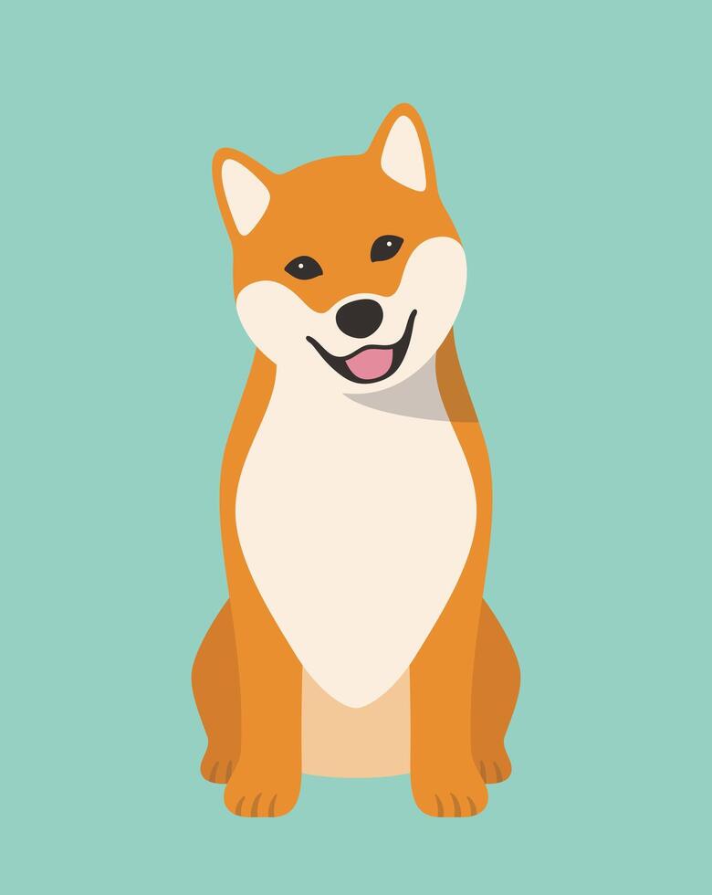 Shiba Inu dog is sitting waiting for the master's order vector