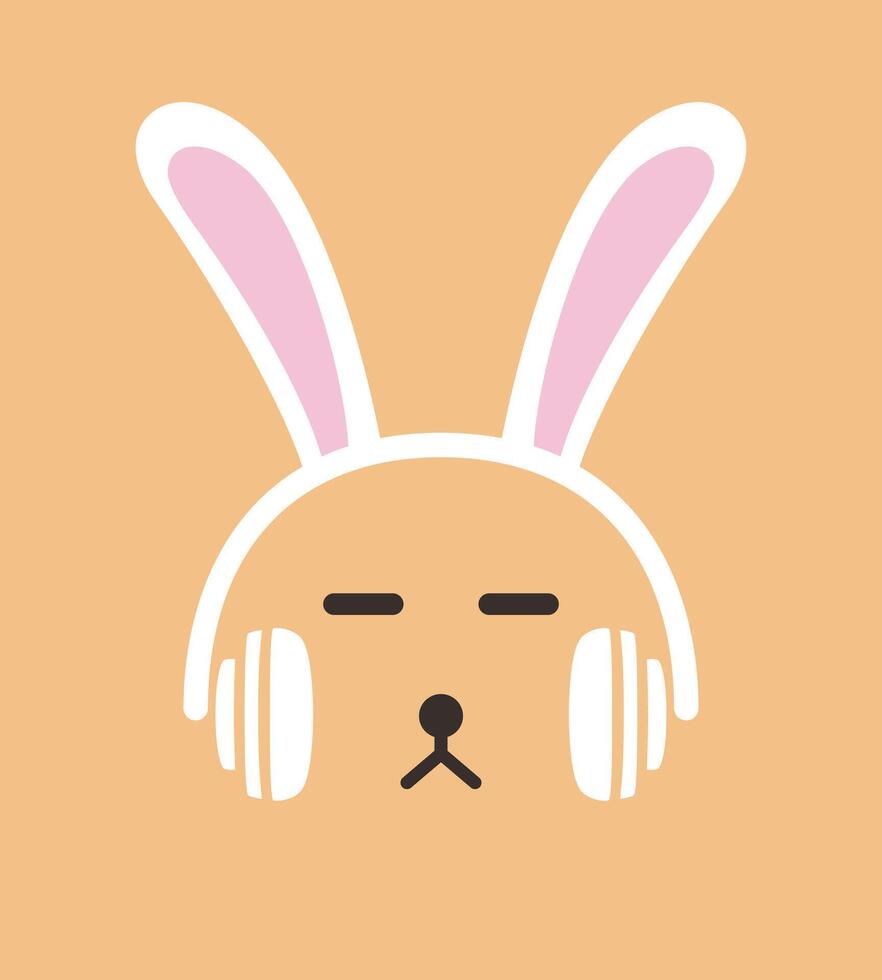 Cartoon Rabbit wearing a headset, enjoy the music vector