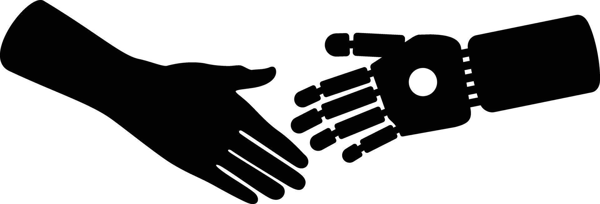 Male hand shaking robot hand, new high technology vector