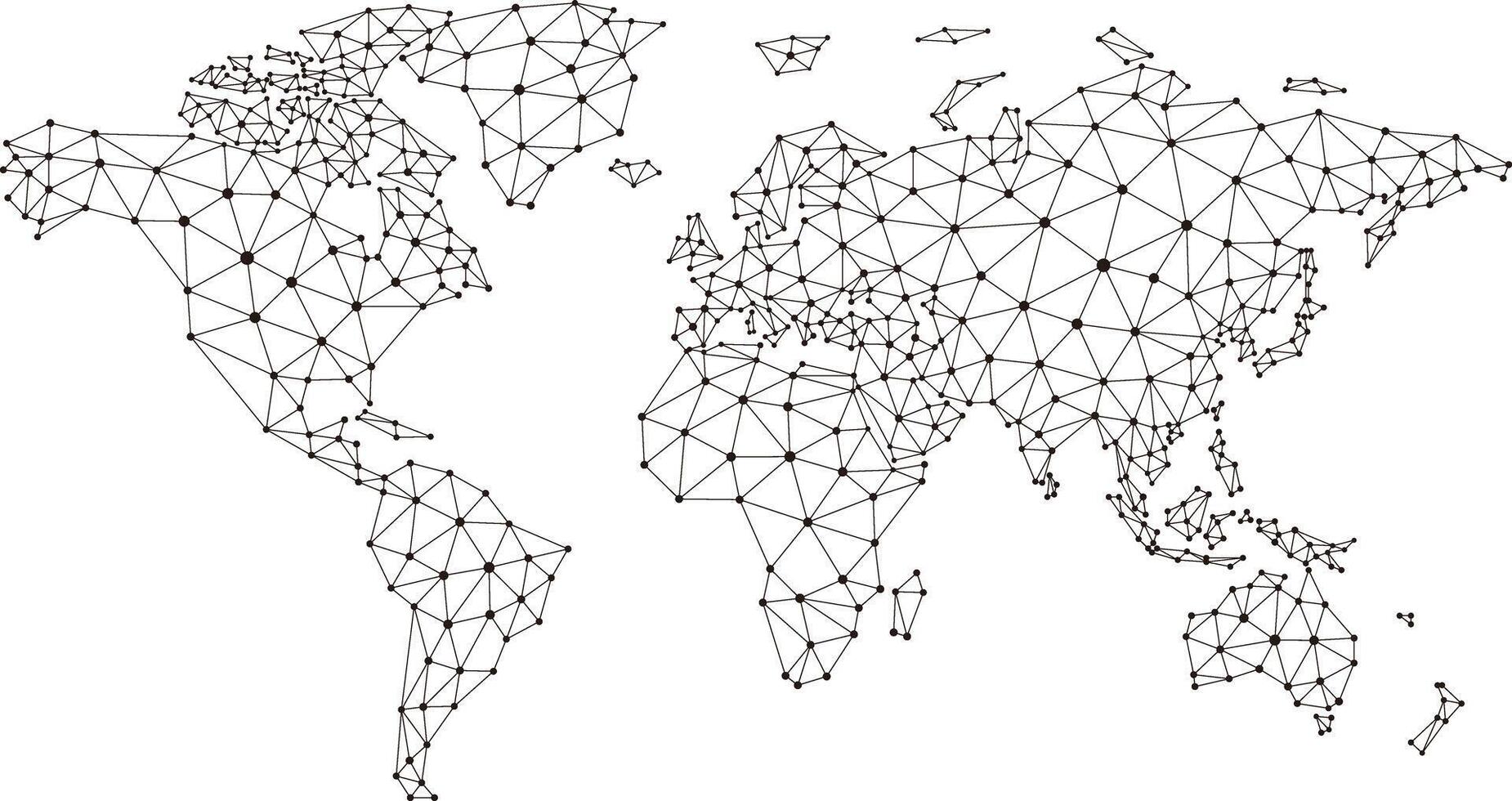 Polygonal map. Digital globe earth, Polygons maps, World wide internet network mesh, 3d grid illustration vector