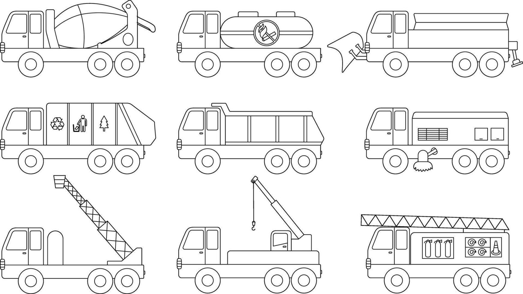 Car icon set, outline illustration vector