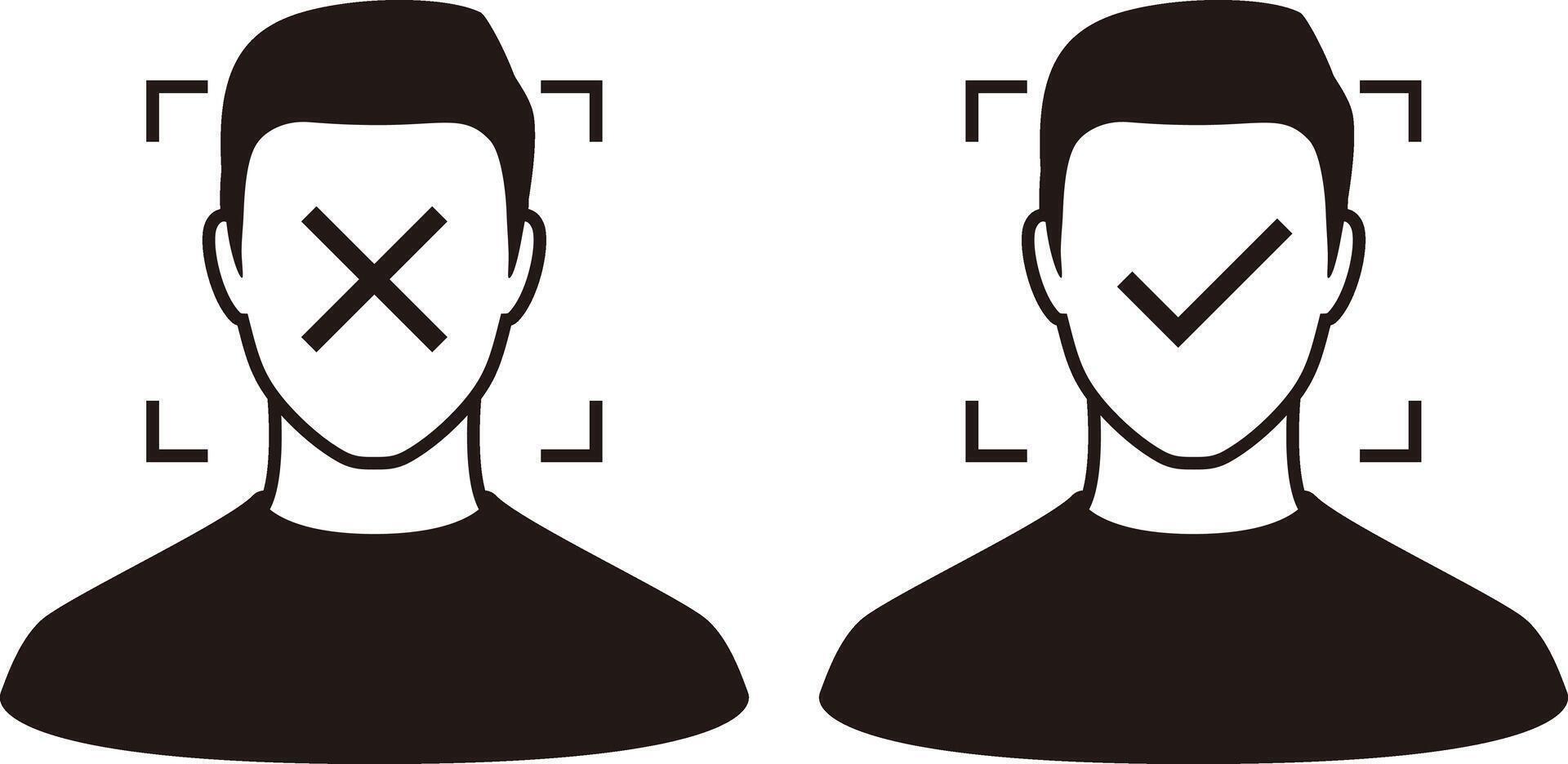 Face ID, facial Recognition System concept icons, biometric identification, personal verification, simple illustration vector