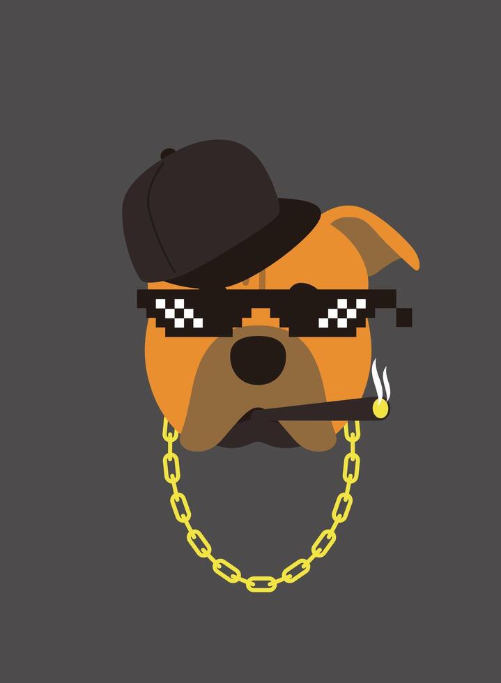 Portrait of bull terrier dog, wearing something, cool style, boss cosplay vector