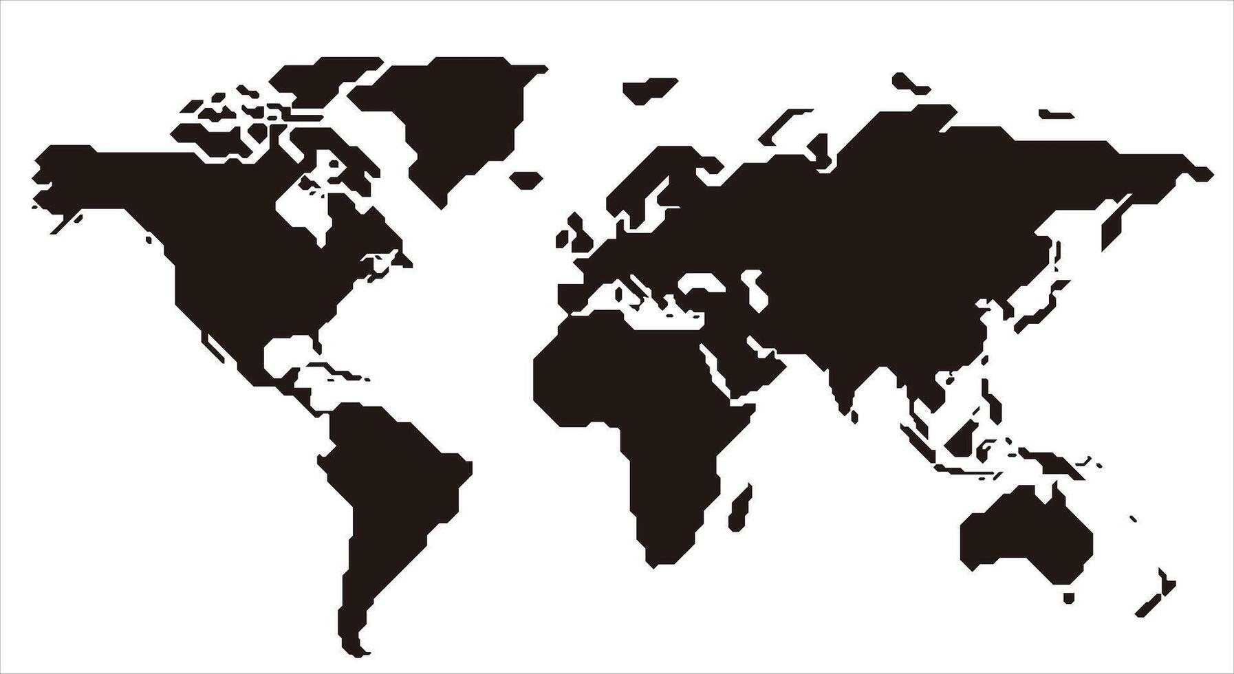 simple straight line map of the world, background vector