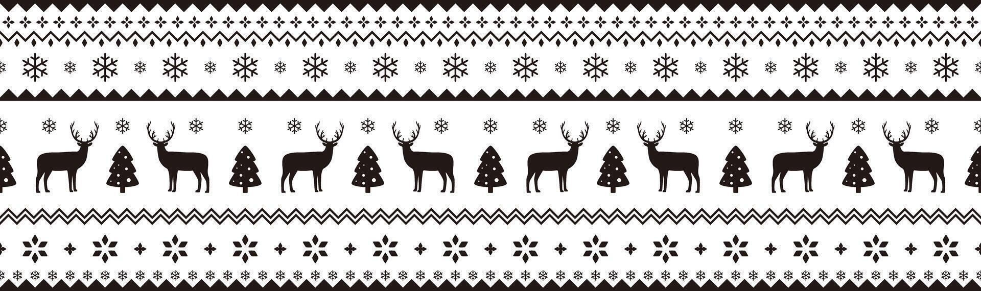 Cute deer on the knitting pattern, nordic seamless Christmas pattern, illustration vector