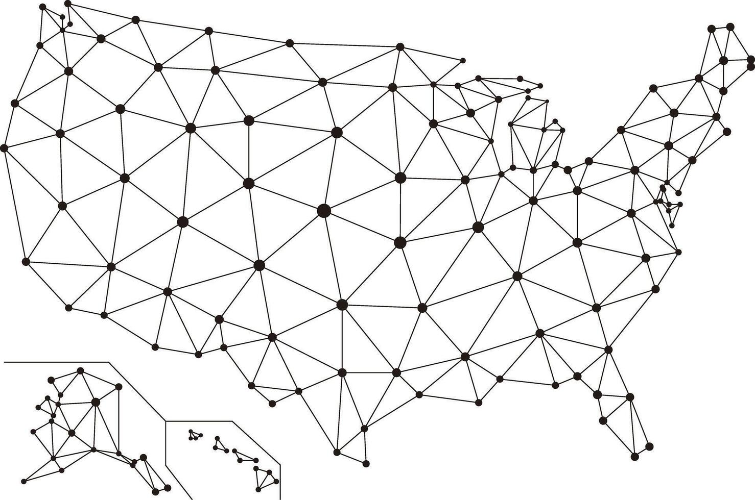 American internet network mesh. Social communications background, map. illustration vector