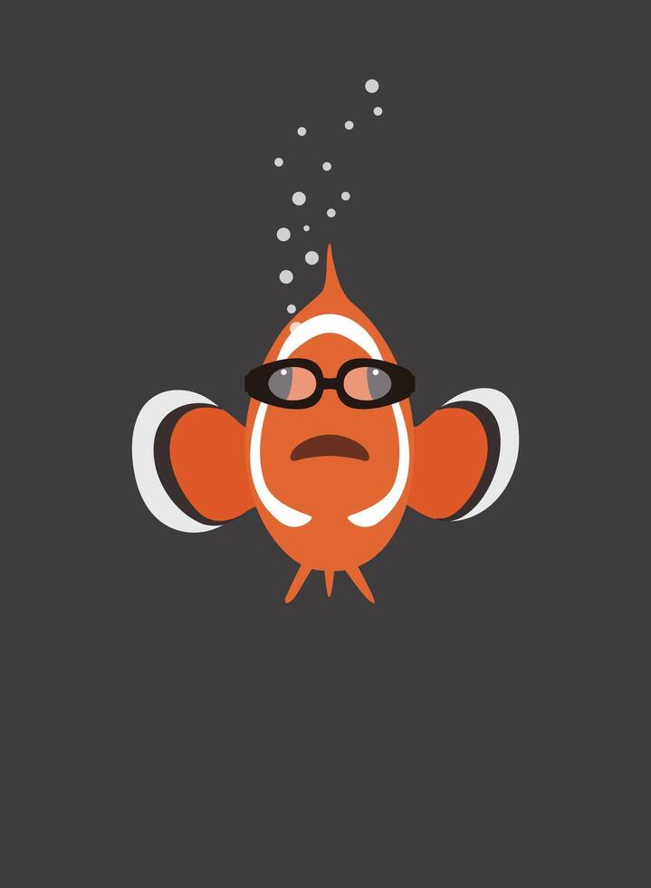 Portrait of fish, wearing Goggles, cool style vector