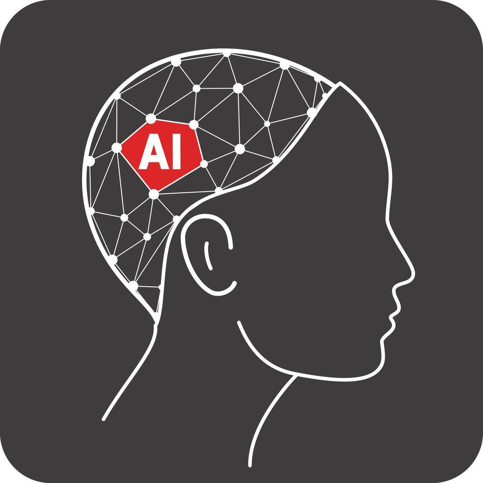 Microchip in the Cyborg head, Artificial intelligence concept. illustration vector