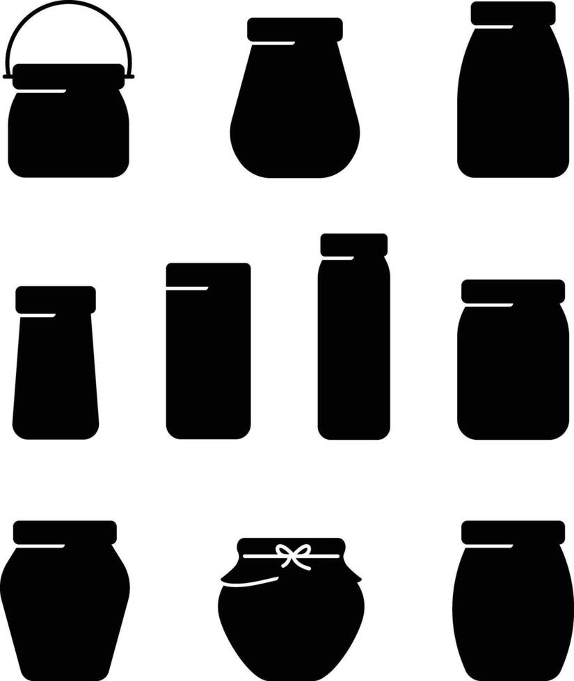 Glass jar, earthen jar line icons, illustration vector