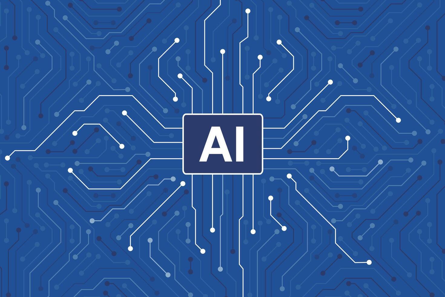 Microchip in the circuit board, Artificial intelligence concept. illustration vector