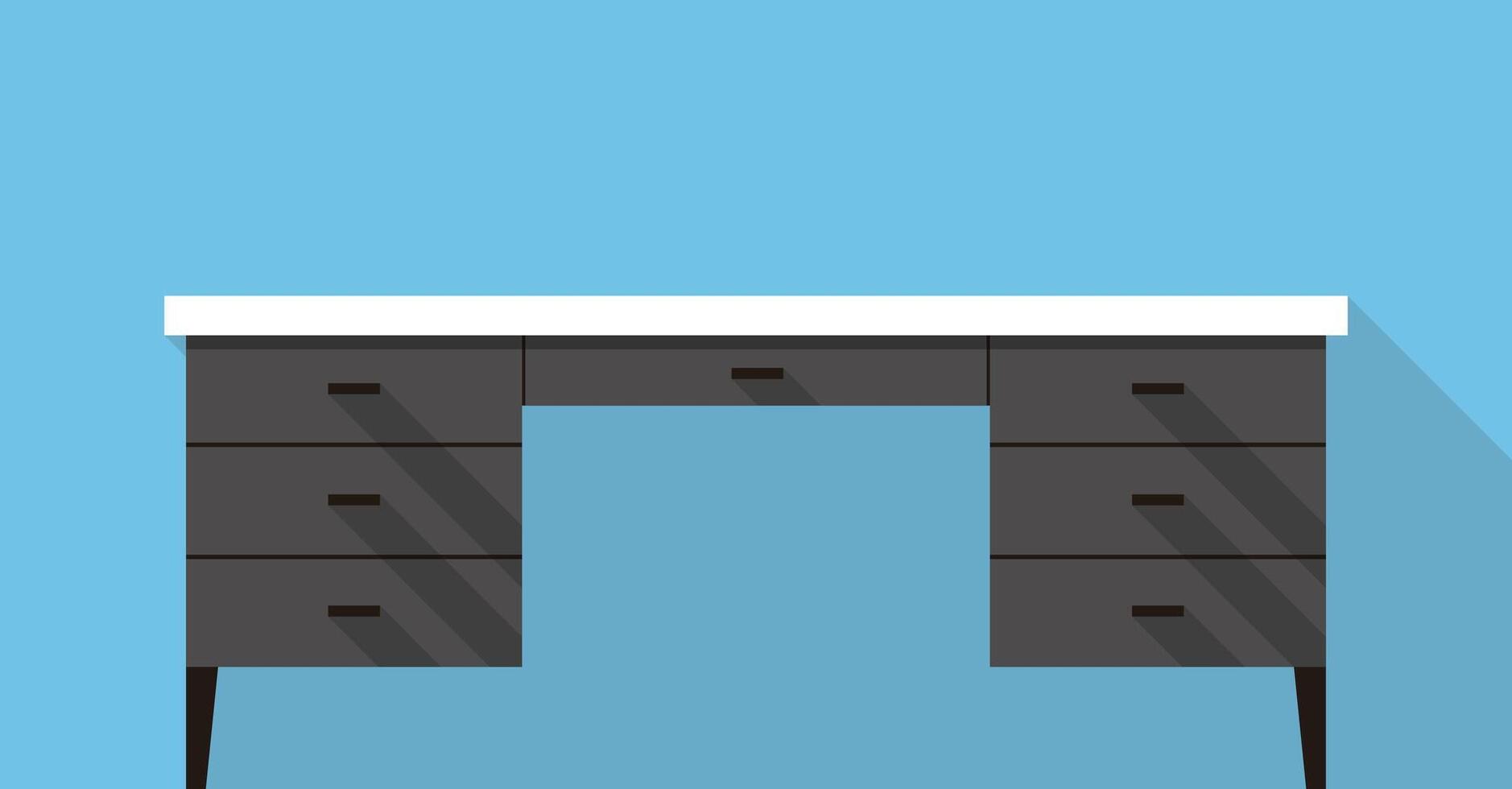 Single Desk with drawer flat icon design, Blue color background vector