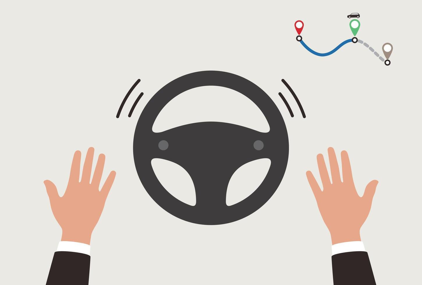 Autonomous self-driving concept, no touching, artificial intelligent, vector