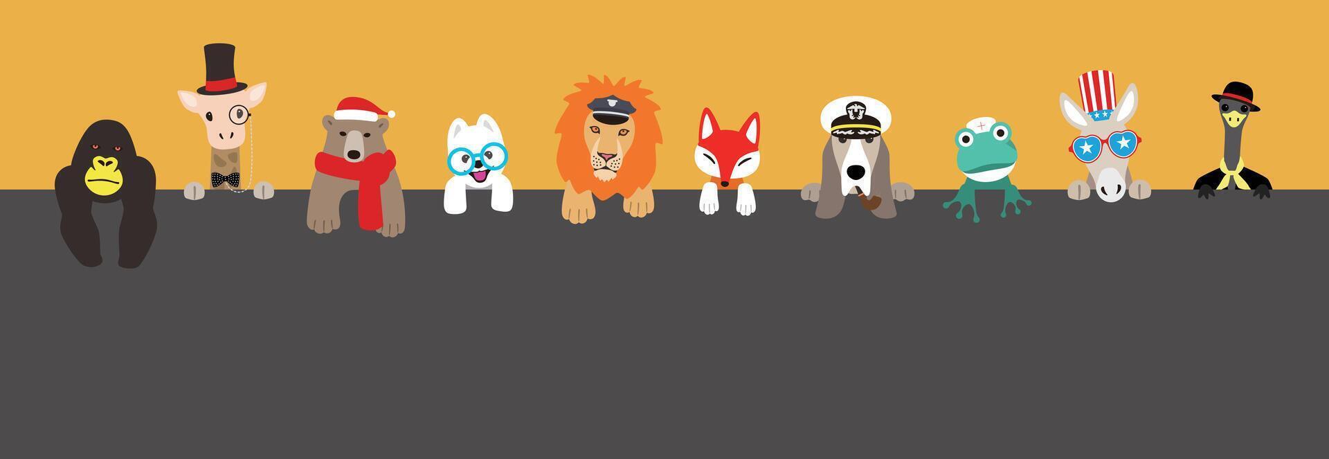 Portrait of animals, wearing something, cool style, cosplay vector