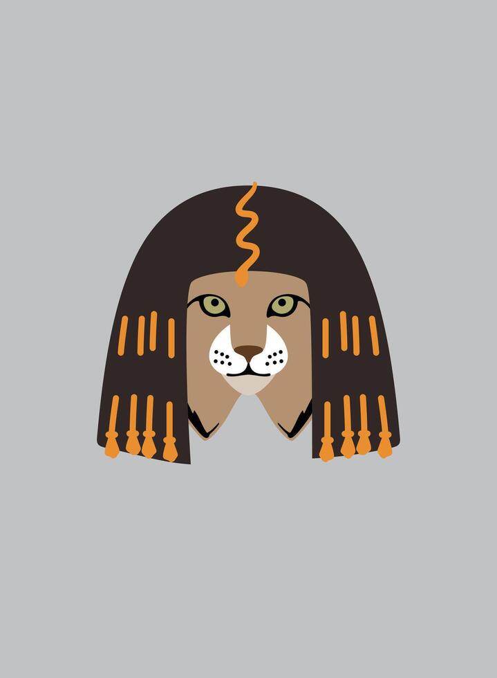 Portrait of cat, wearing something, like Cleopatra cool style vector