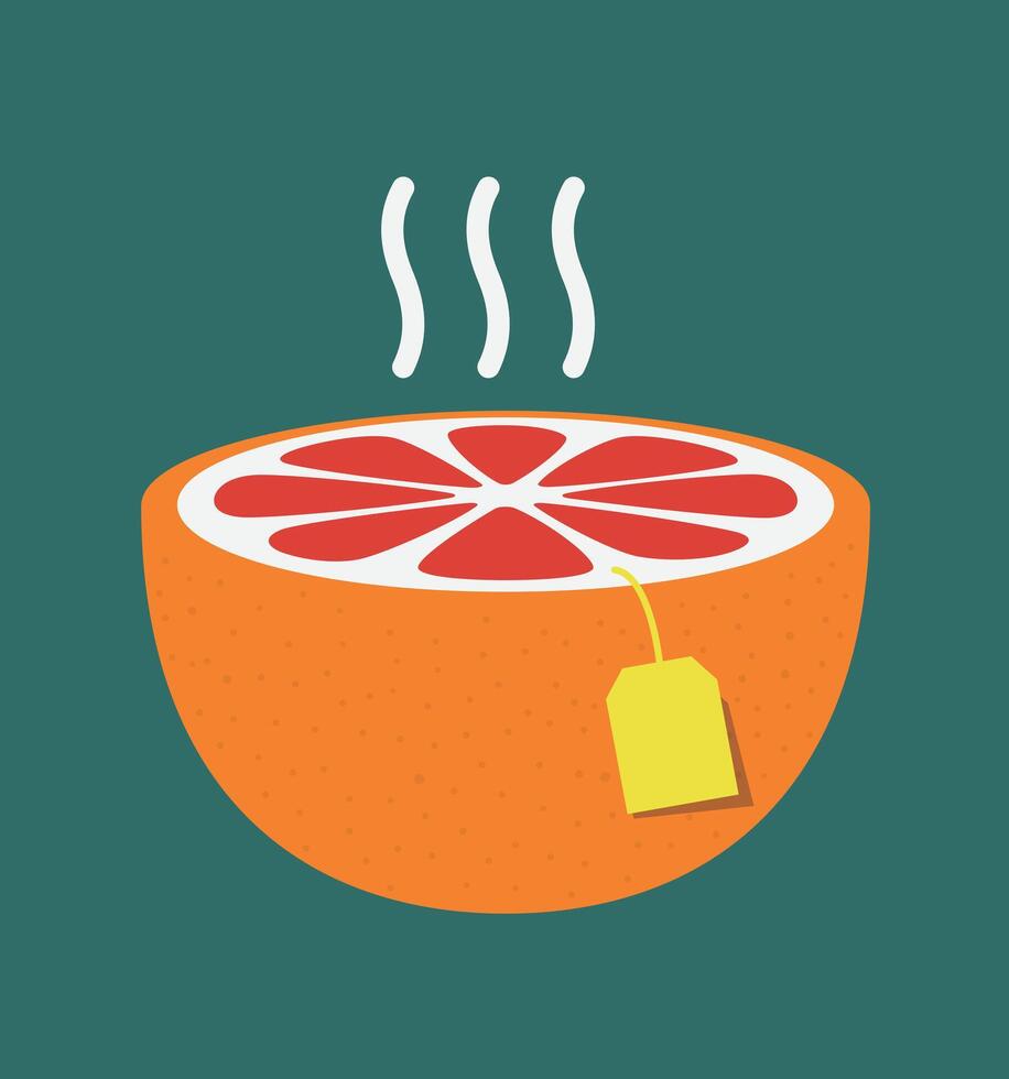 Orange fruit cup, tea concept vector