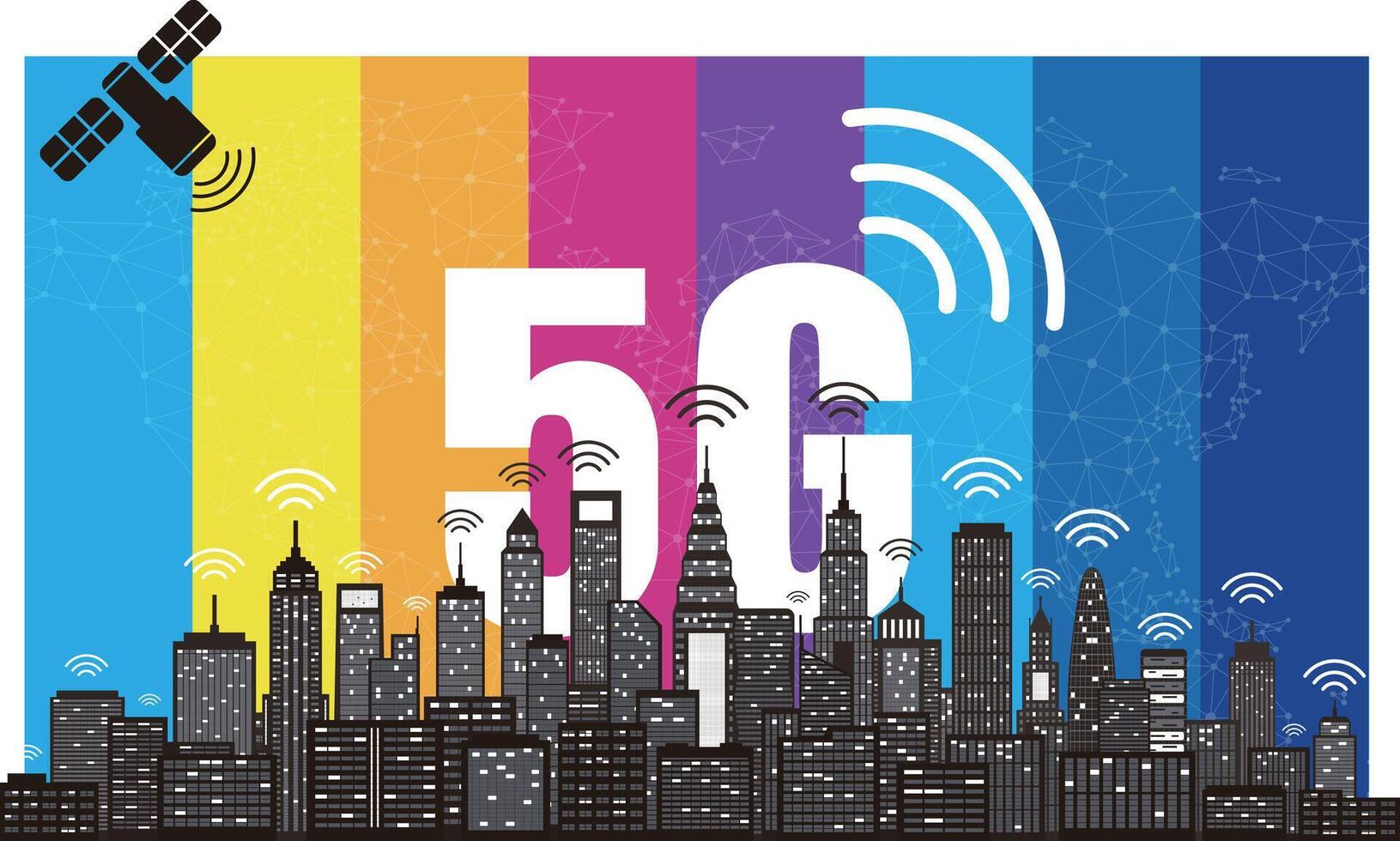 5G wireless network and smart city concept. high speed connection, flat design. vector