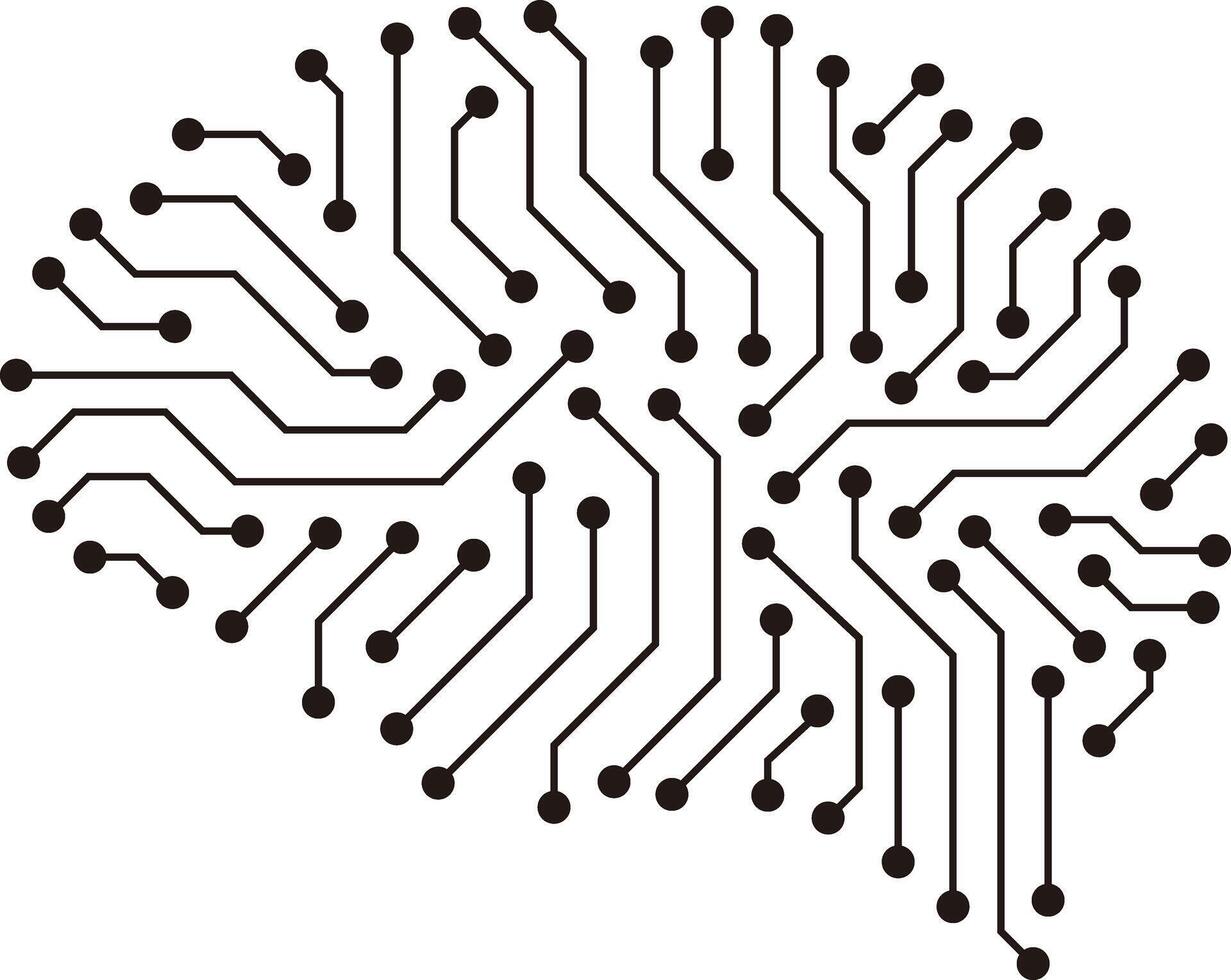 circuit board in the Cyborg head, Artificial intelligence of digital human. illustration vector