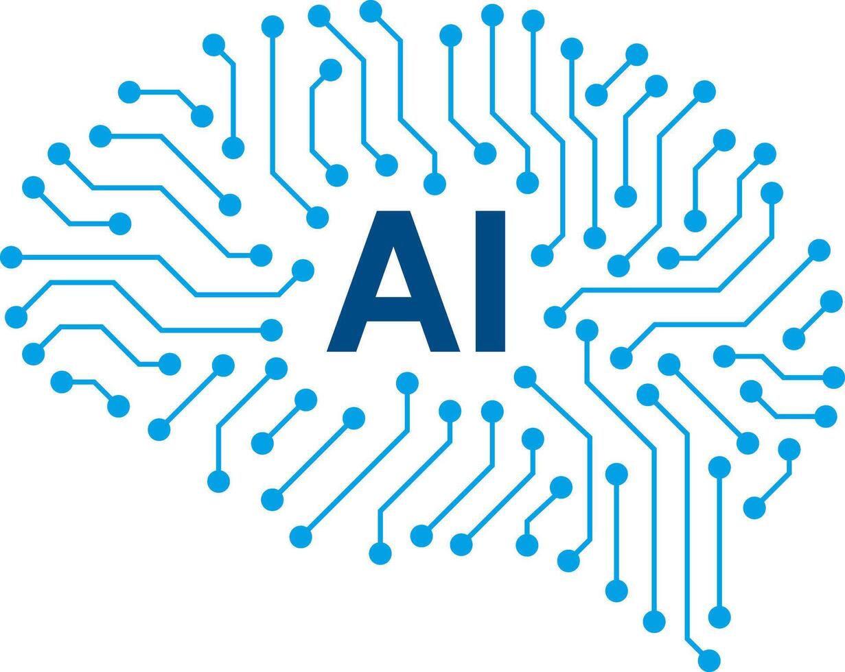Microchip in the Cyborg brain, Artificial intelligence concept. illustration vector