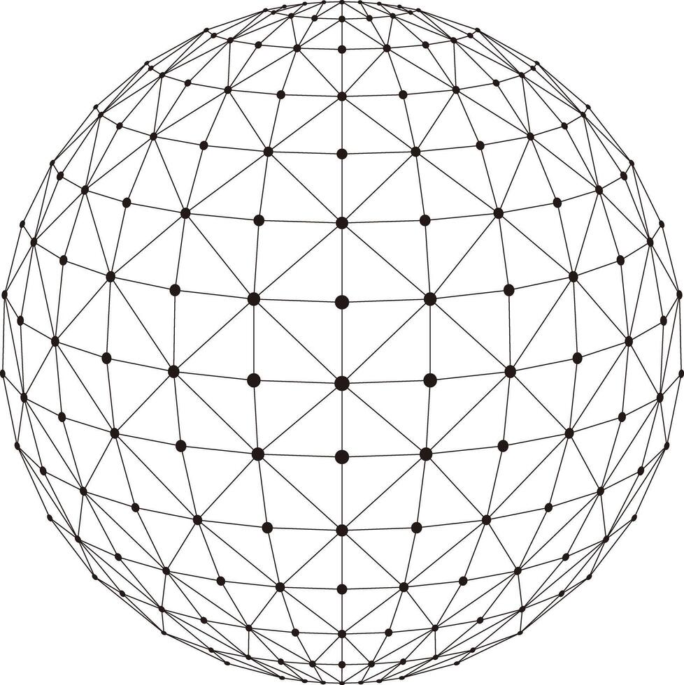 Polygon mesh sphere, thin line, illustration vector