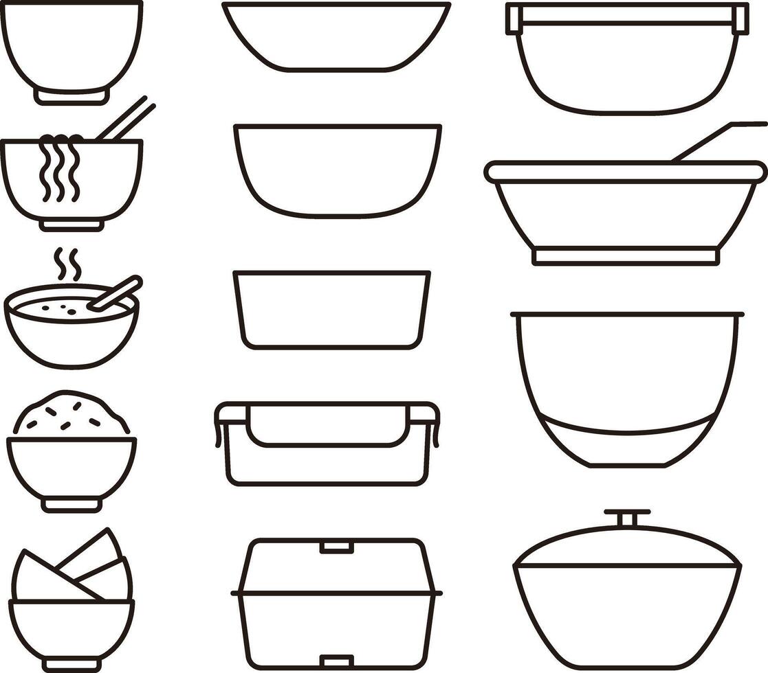 Bowls and plates icon set illustration vector