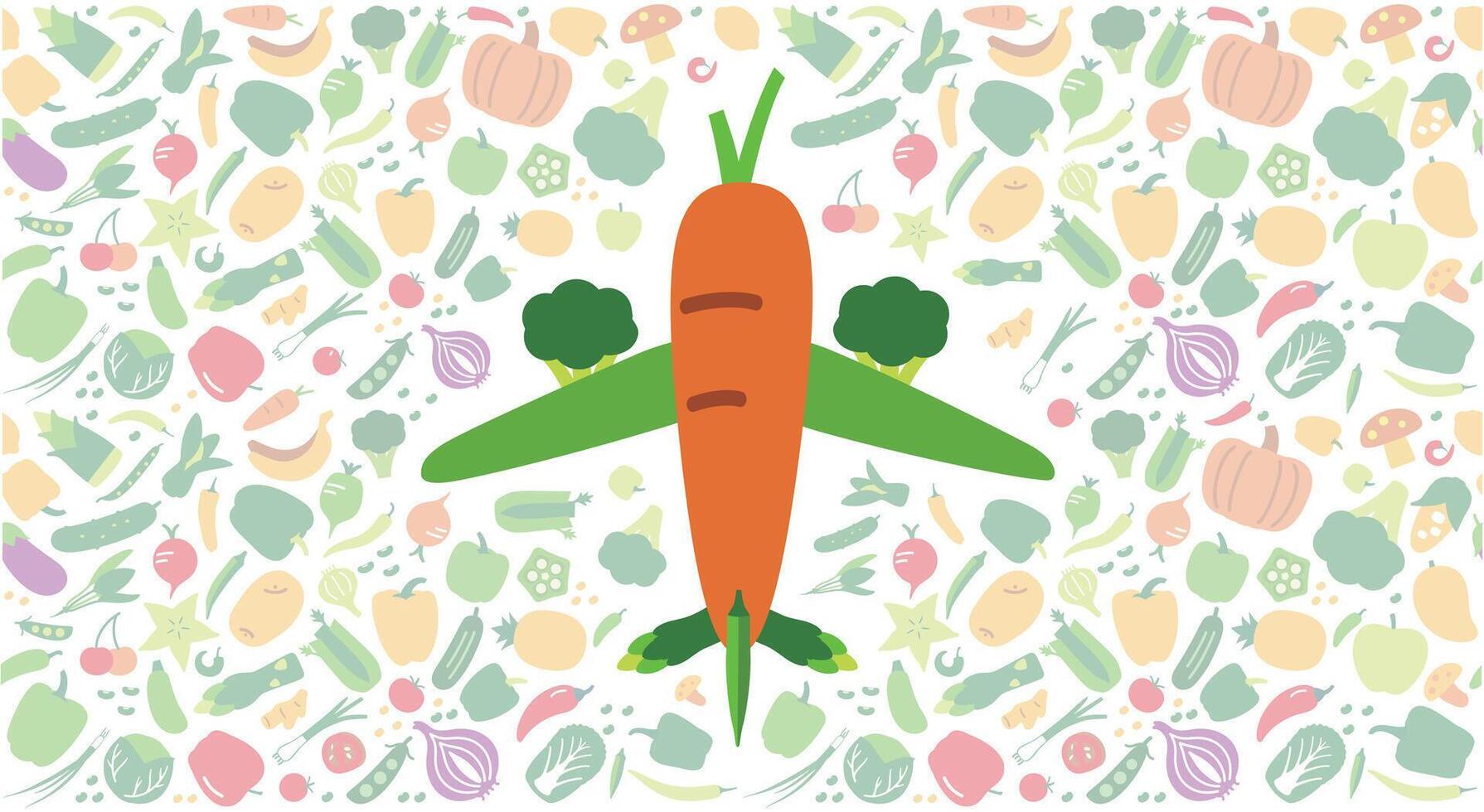 Plane pattern of vegetables and fruit. illustration vector