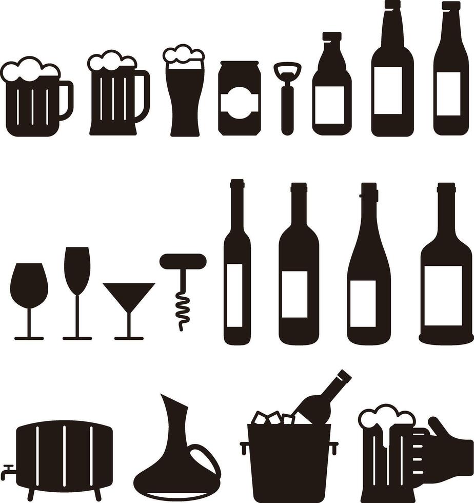 Set of beer and bottle icons vector