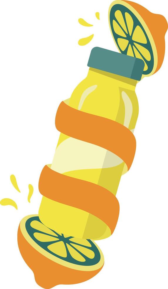 lemon fruit, peels skin, Beverage bottle, vector