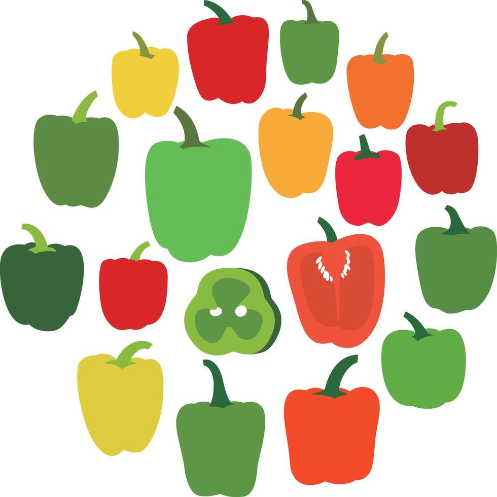 Many pepper icons combine into a circle pattern vector