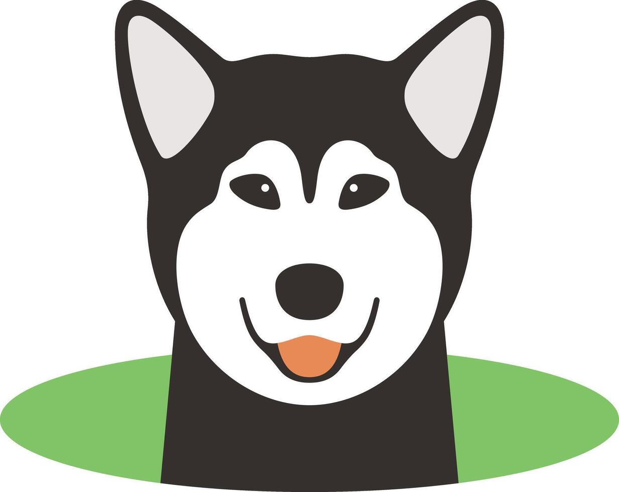Alaskan Malamute dog come out of the hole, watching illustration vector