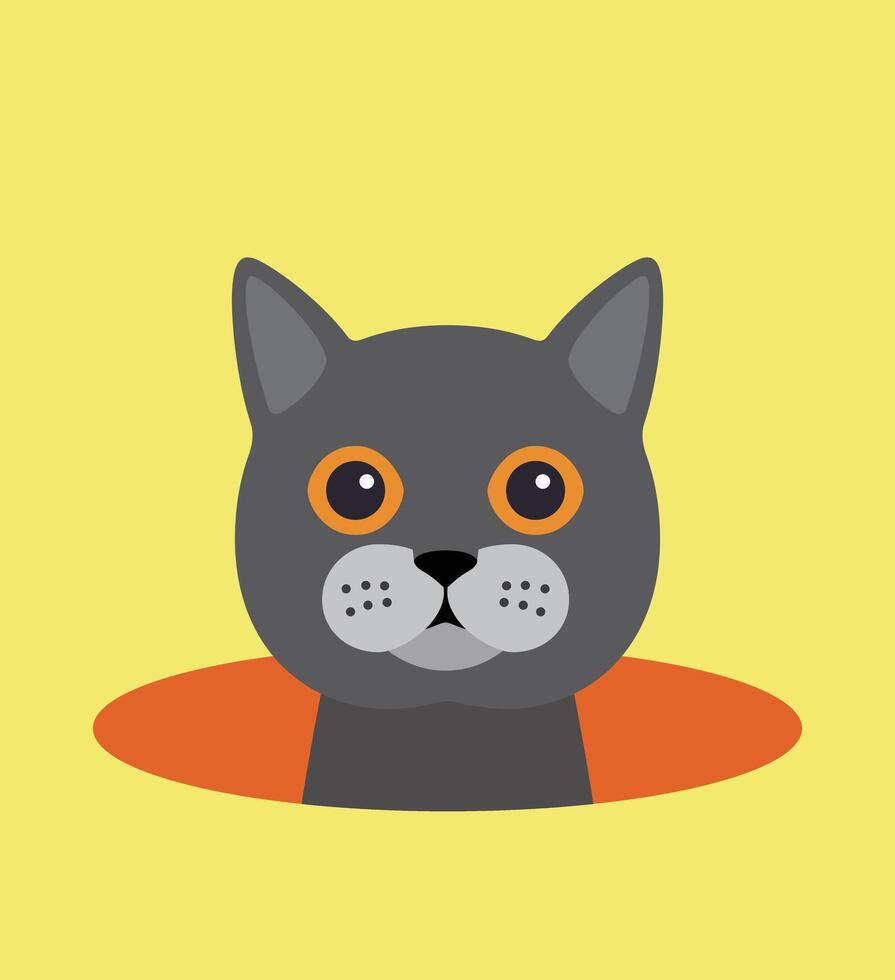 cute cat on the hole, watching, illustration vector