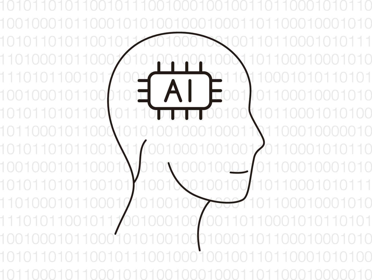 Microchip in the Cyborg head, Artificial intelligence concept. illustration vector