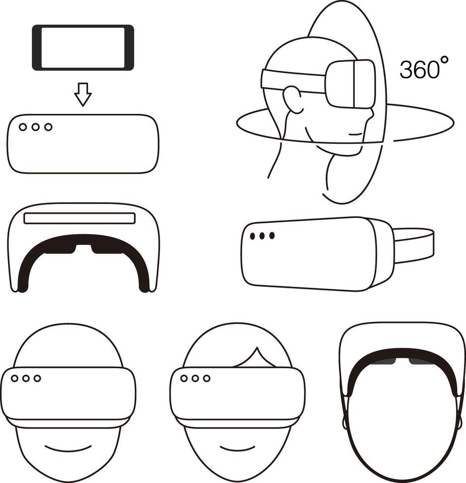 Virtual reality glasses icon set. illustration vector