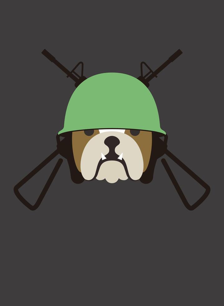 Portrait of dog, wearing soldier helmet, cool style vector