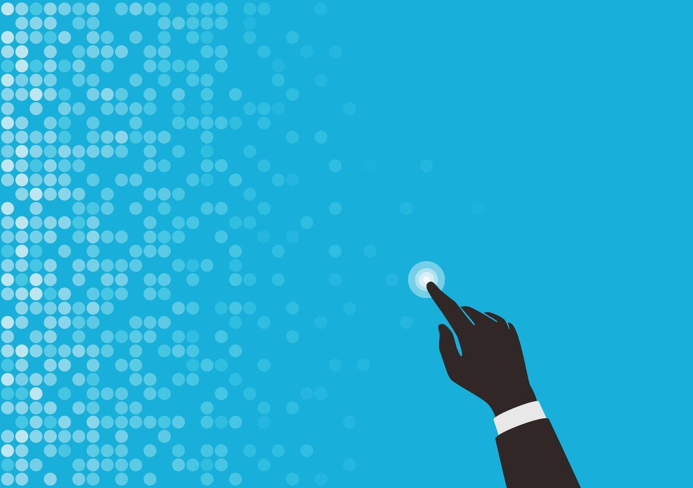 Digital background, Pattern of QR code, polka dots. finger touching the screen vector