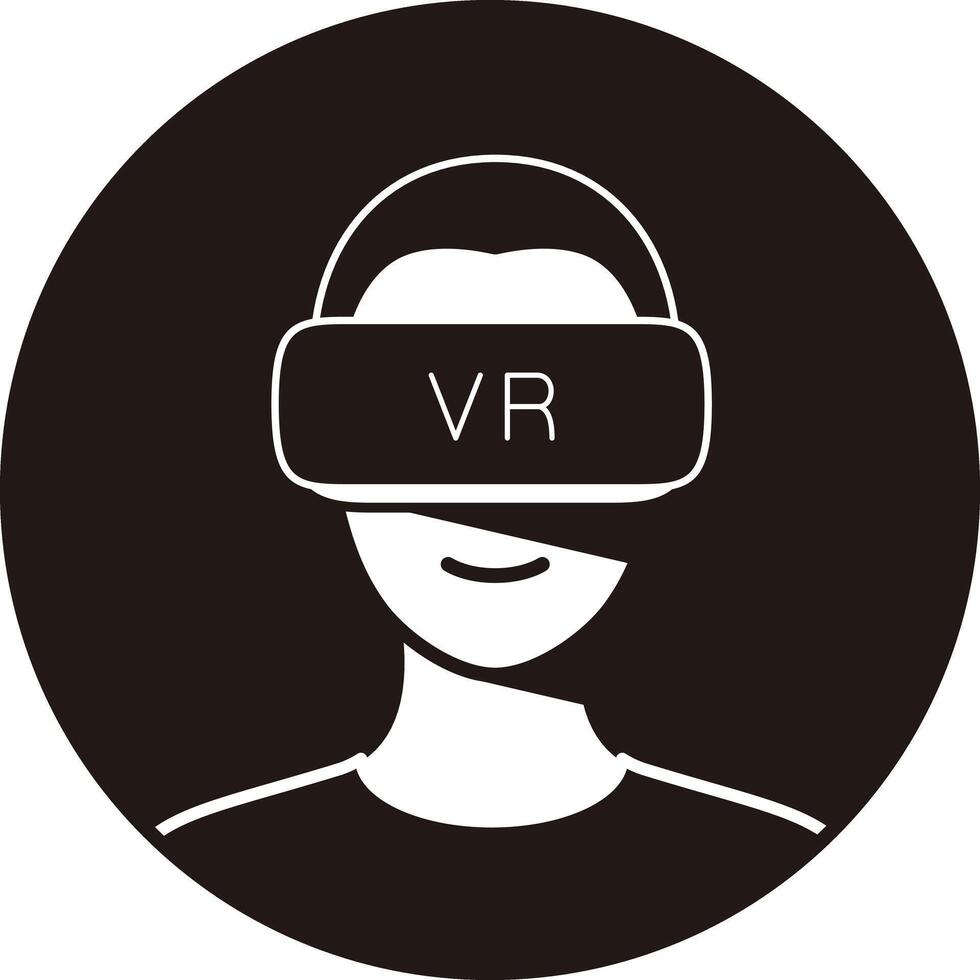 Beauty girl wearing Virtual reality glasses. front view, playing games, illustration vector