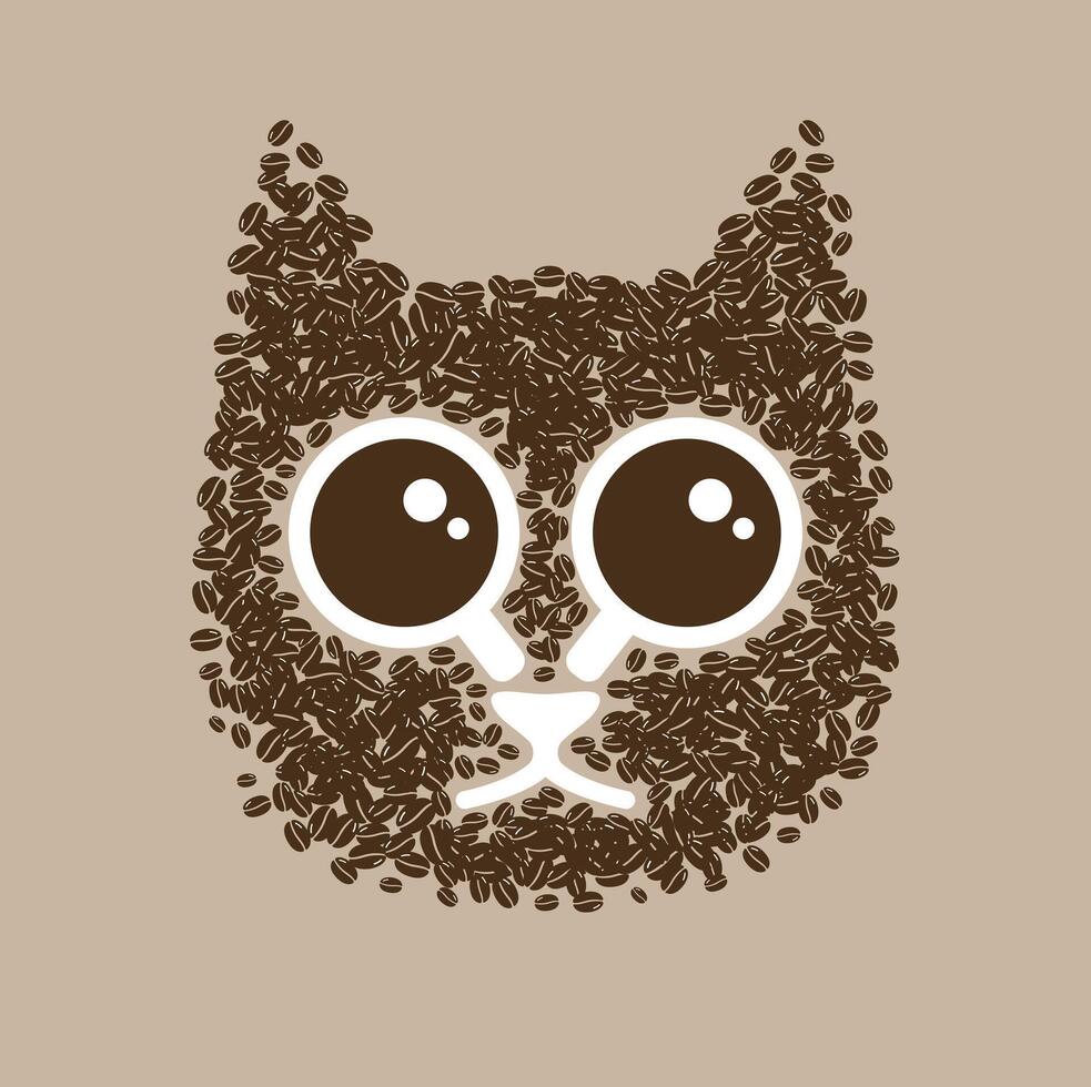 The outline cat is made of coffee bean, advertisement concept vector