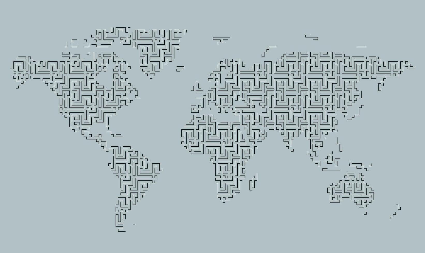 Maze map of the world, Earth map vector