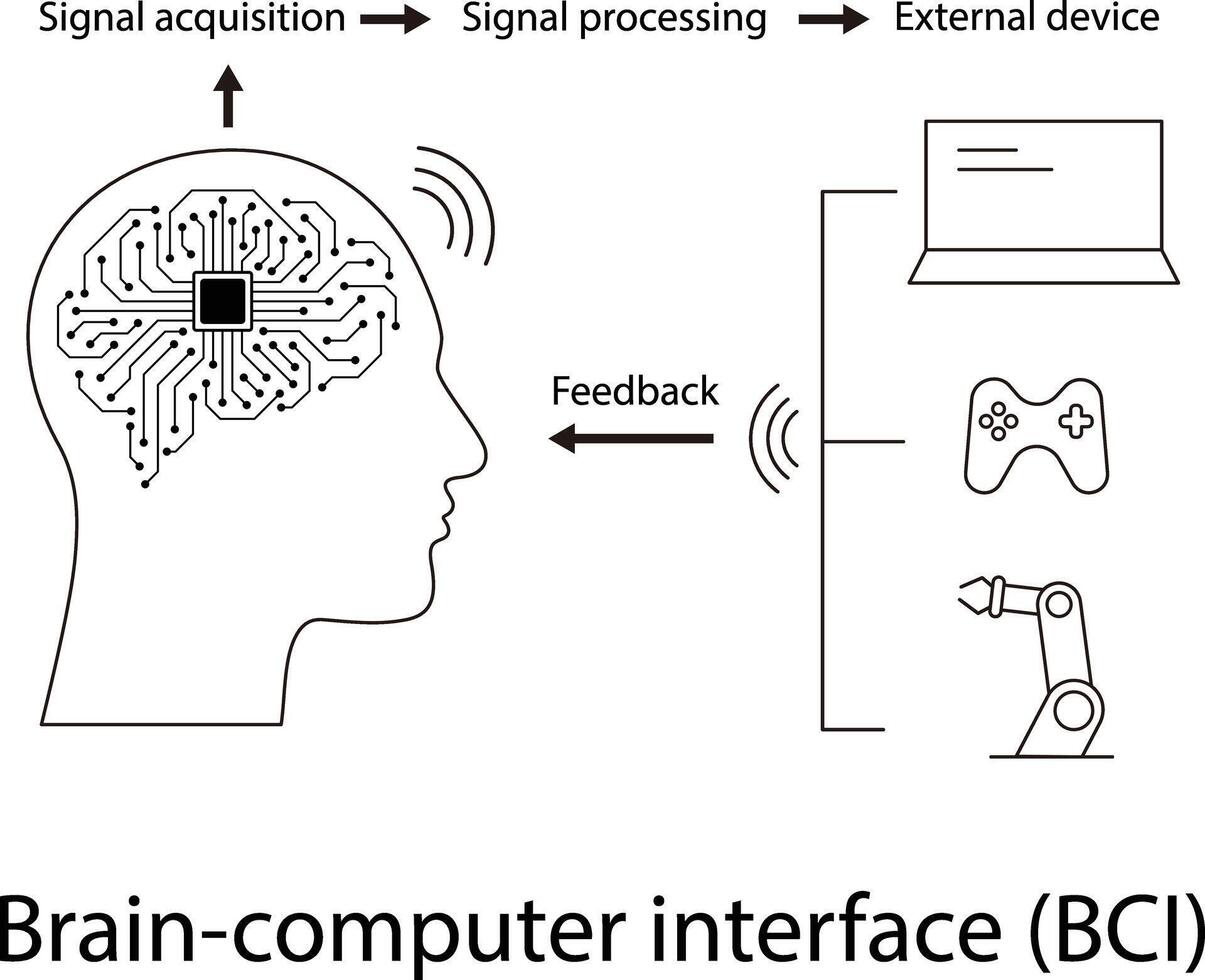Human brain, motherboards, chip and artificial intelligence concept vector