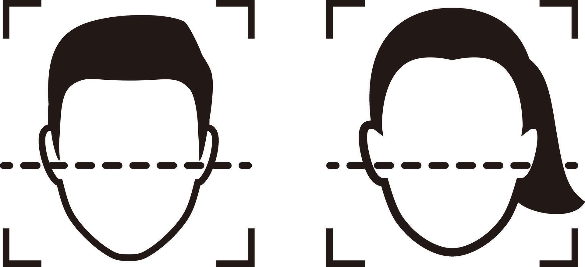 Face ID, facial Recognition System concept icons, biometric identification, personal verification, simple illustration vector