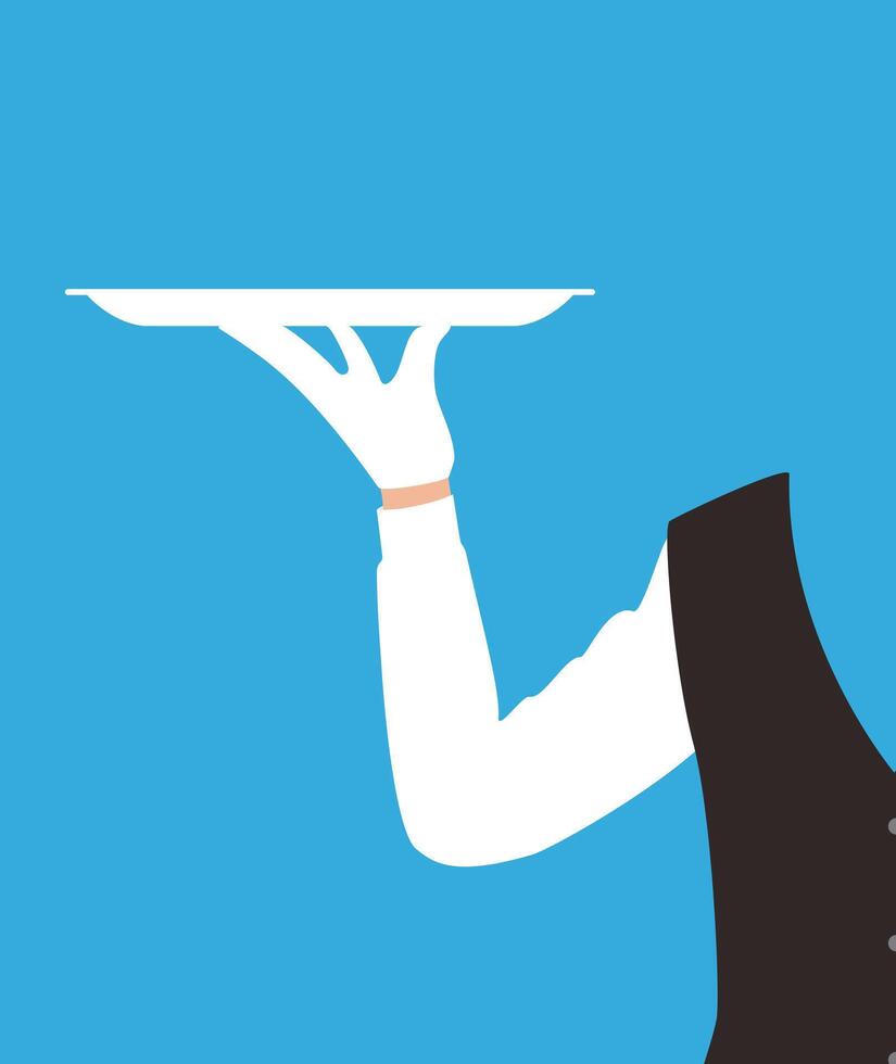 Waiter holding a empty tray, concept vector