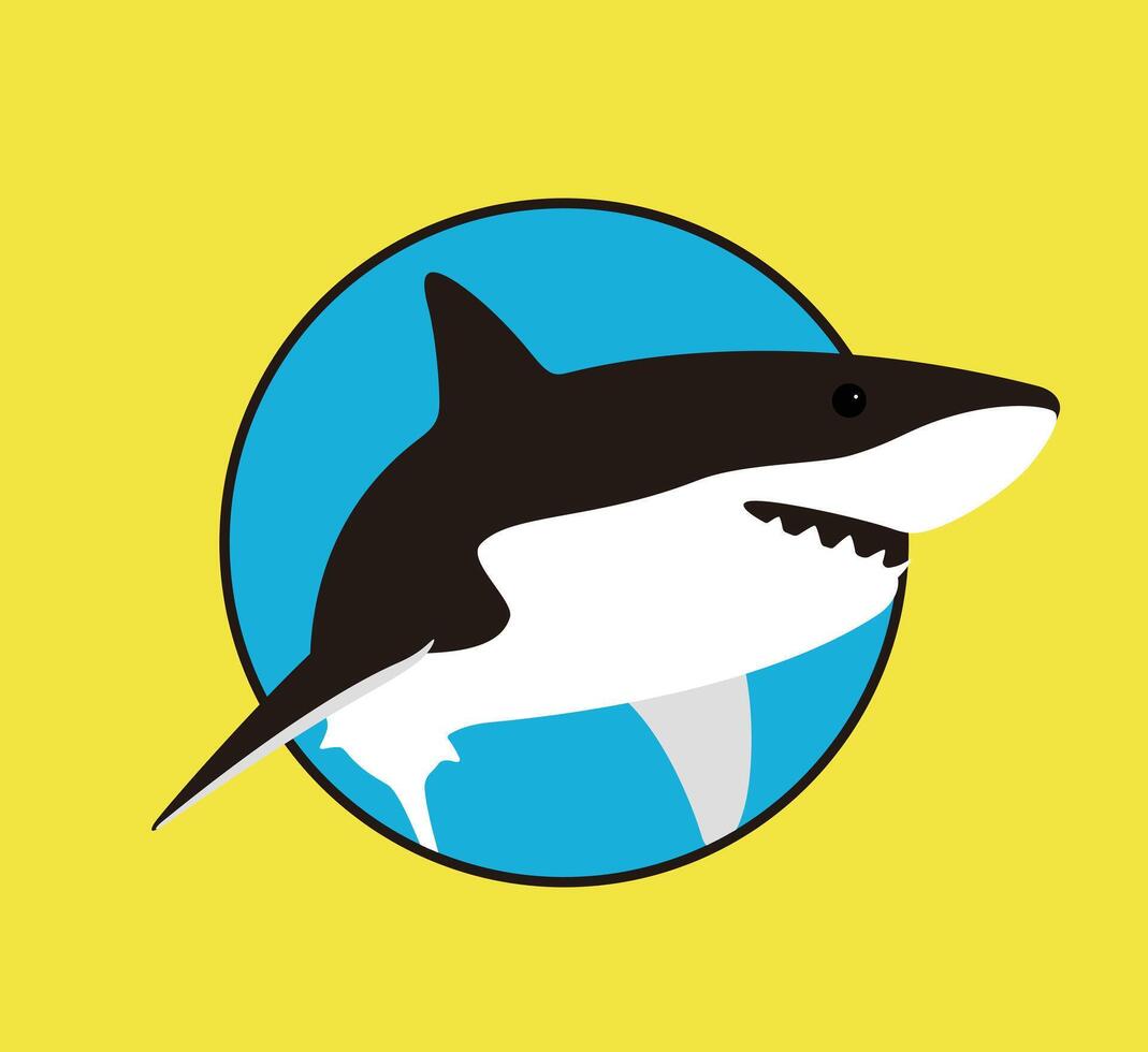 Great white shark jumping flat icon design vector