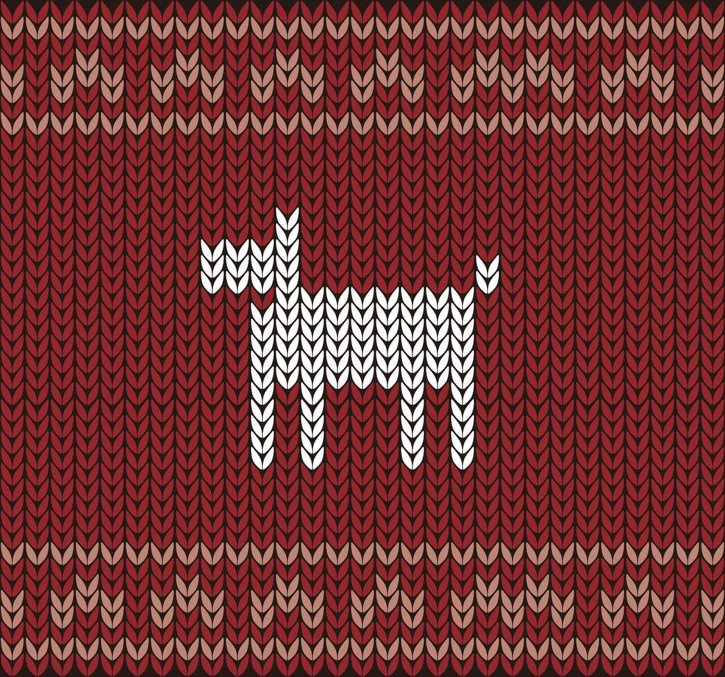Dog on knitting pattern, Happy new year, illustration vector