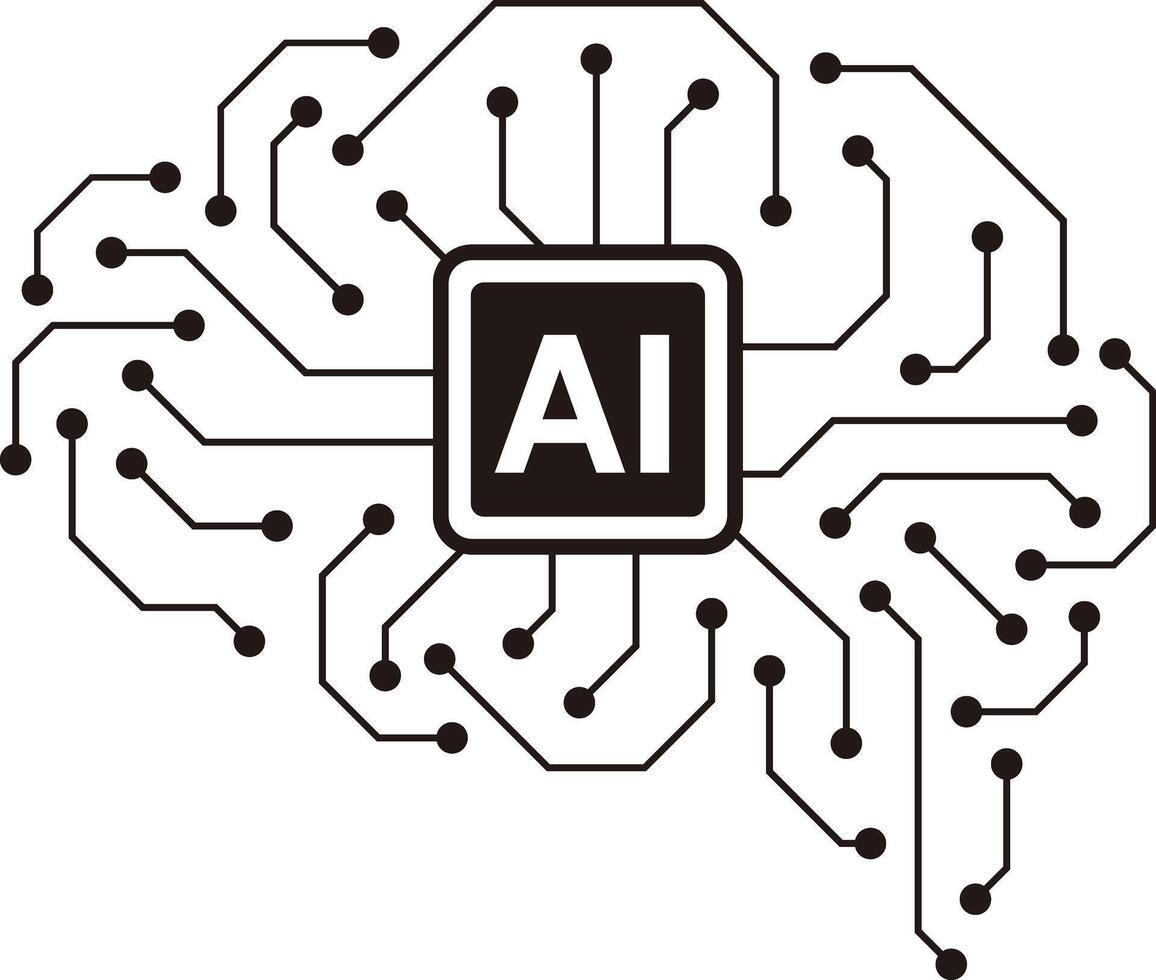 circuit board in the Cyborg brain, Artificial intelligence of digital human. illustration vector