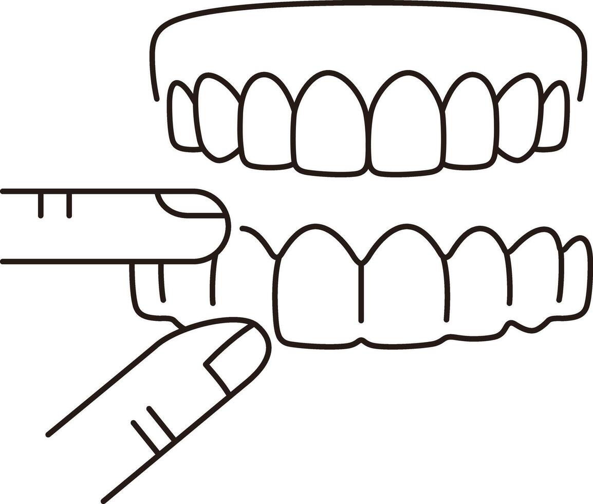 Teeth invisible braces thin line art icons vector