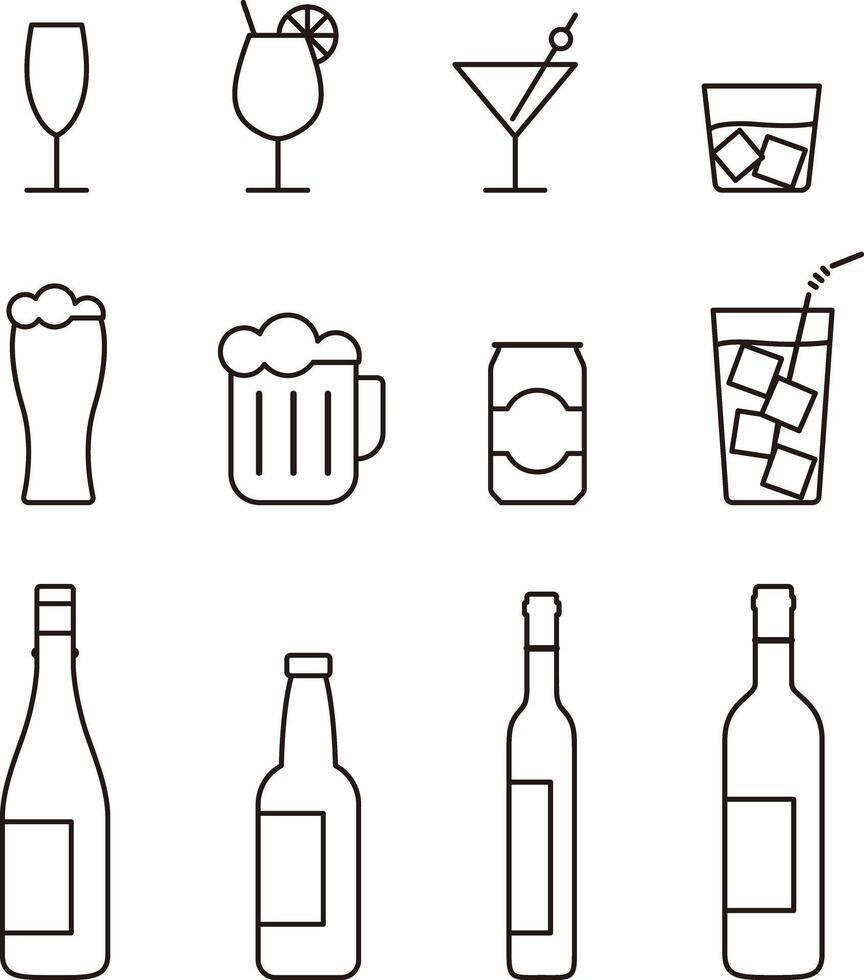 Beer and wine drink icon set illustration vector