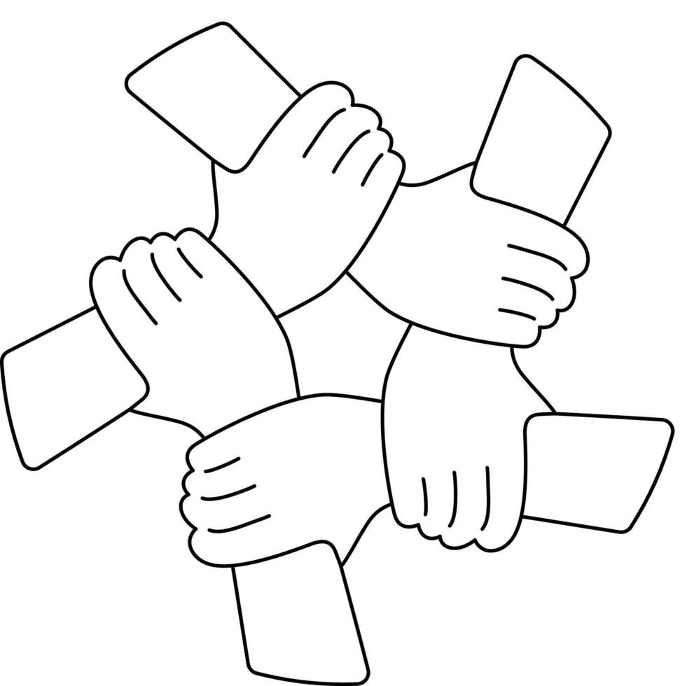 Five man shaking hands vector