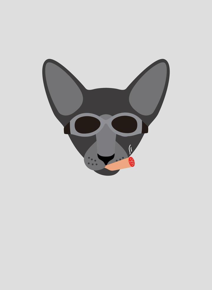 Portrait of cat, wearing glasses, like a gang boss, cool style, cosplay vector