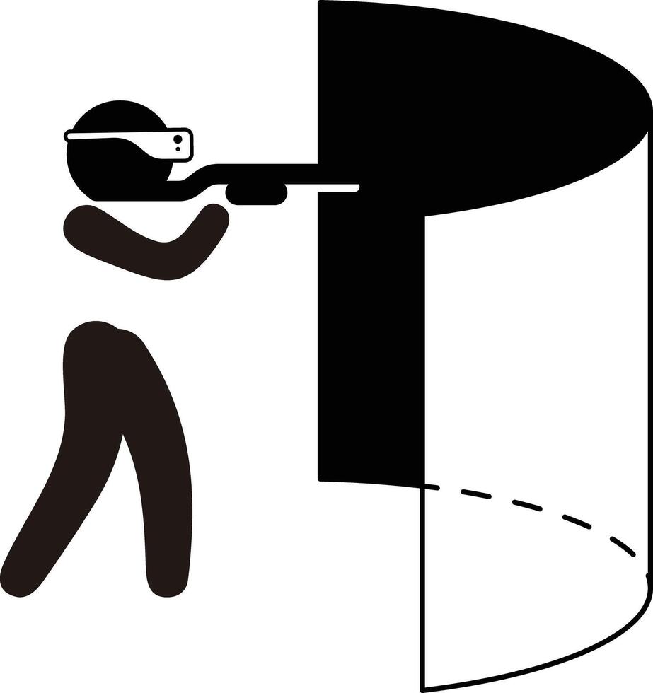 Minimal Metaverse icon Design. Person Enjoying an Experiences of Metaverse Virtual World vector