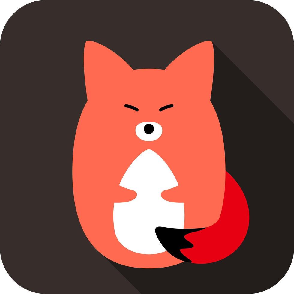 Cute red fox face and body flat design, vector