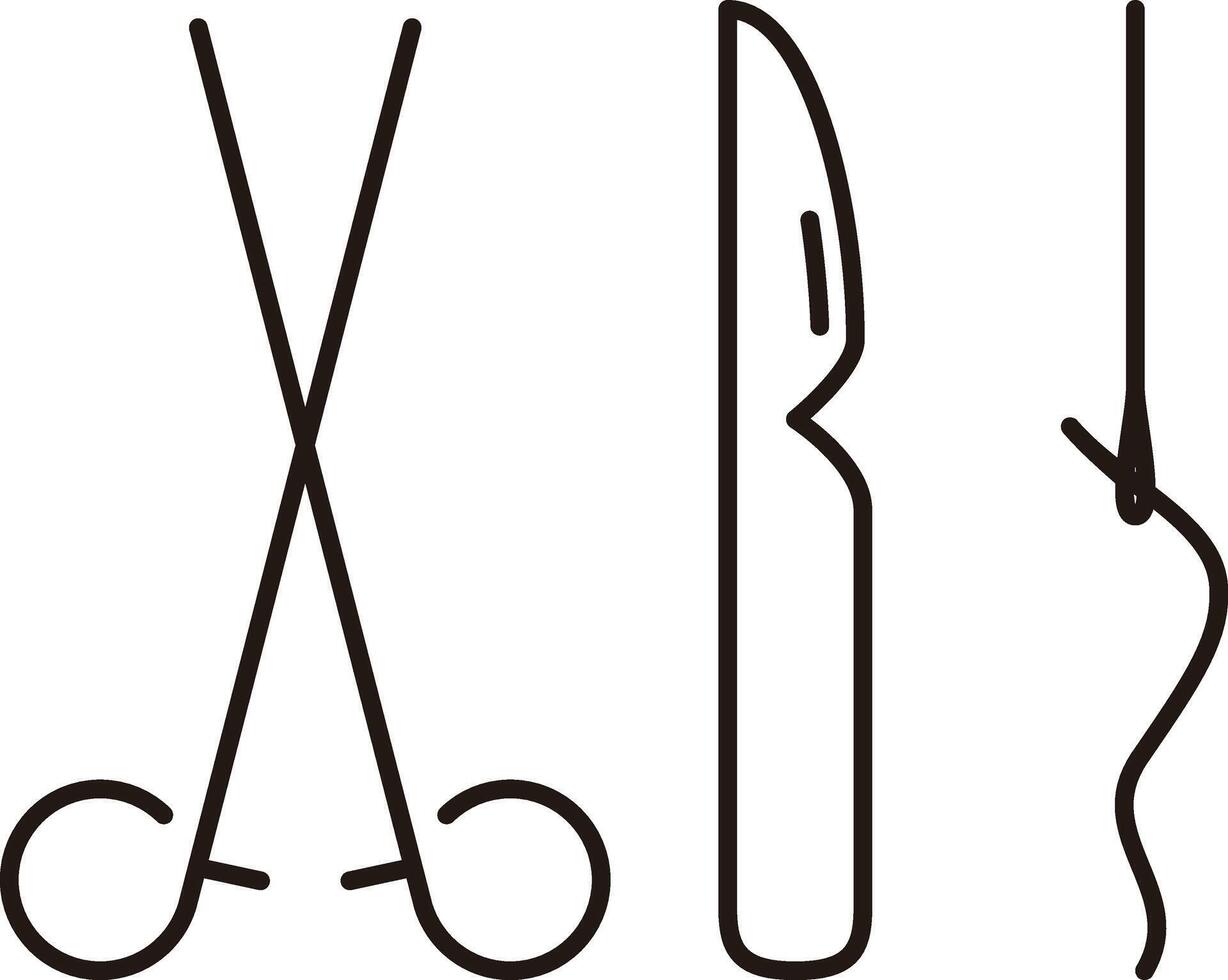 Medical icons, scalpel, forceps and needle, illustration vector